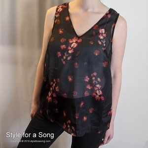 NWT A New Day Black Red Floral Sleeveless Top M